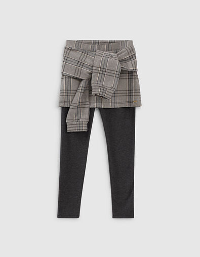 Girls’ charcoal Prince of Wales skirt-leggings - IKKS
