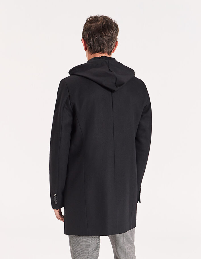 Manteau noir à parementure amovible molleton Homme - IKKS