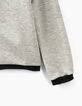 Cardigan gris chiné à galons rayés noirs fille-4