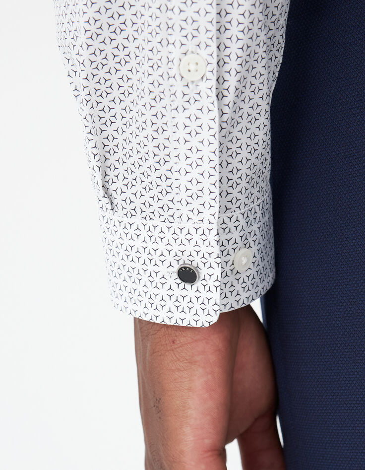 Wei&szlig;es SLIM-Herrenhemd mit dezentem Print-4