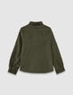 Khaki Jungenhemd lange Ärmel Velours Punkte-4
