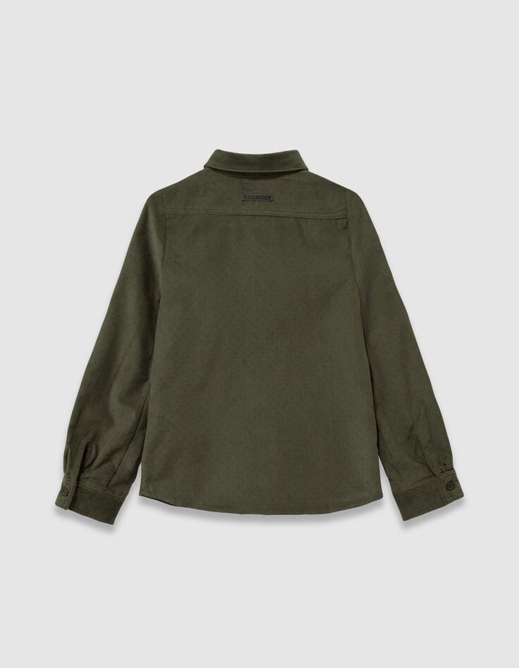 Khaki Jungenhemd lange Ärmel Velours Punkte-4 Khaki Jungenhemd lange Ärmel Velours Punkte-4