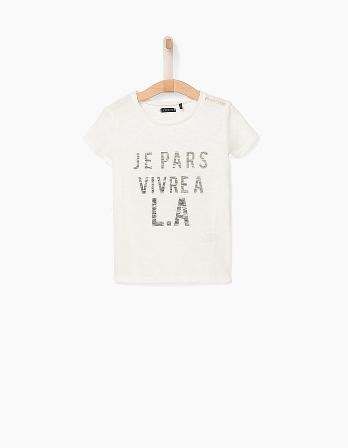 Cremeweißes Mädchen-T-Shirt Je pars vivre à L.A. - IKKS