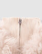 Chaqueta beige bimaterial niña-2