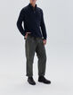 Marineblauer Herrenrippstrickpullover mit Troyerkragen-7