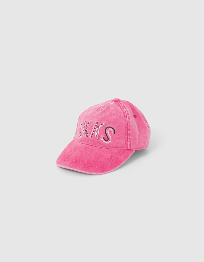 Girls’ fuchsia cap with embroidery on front - IKKS