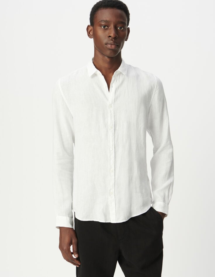 Chemise SLIM blanche 100% lin Homme-2 Chemise SLIM blanche 100% lin Homme-2