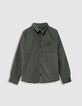Khaki Jungenhemd lange Ärmel Velours Punkte-2