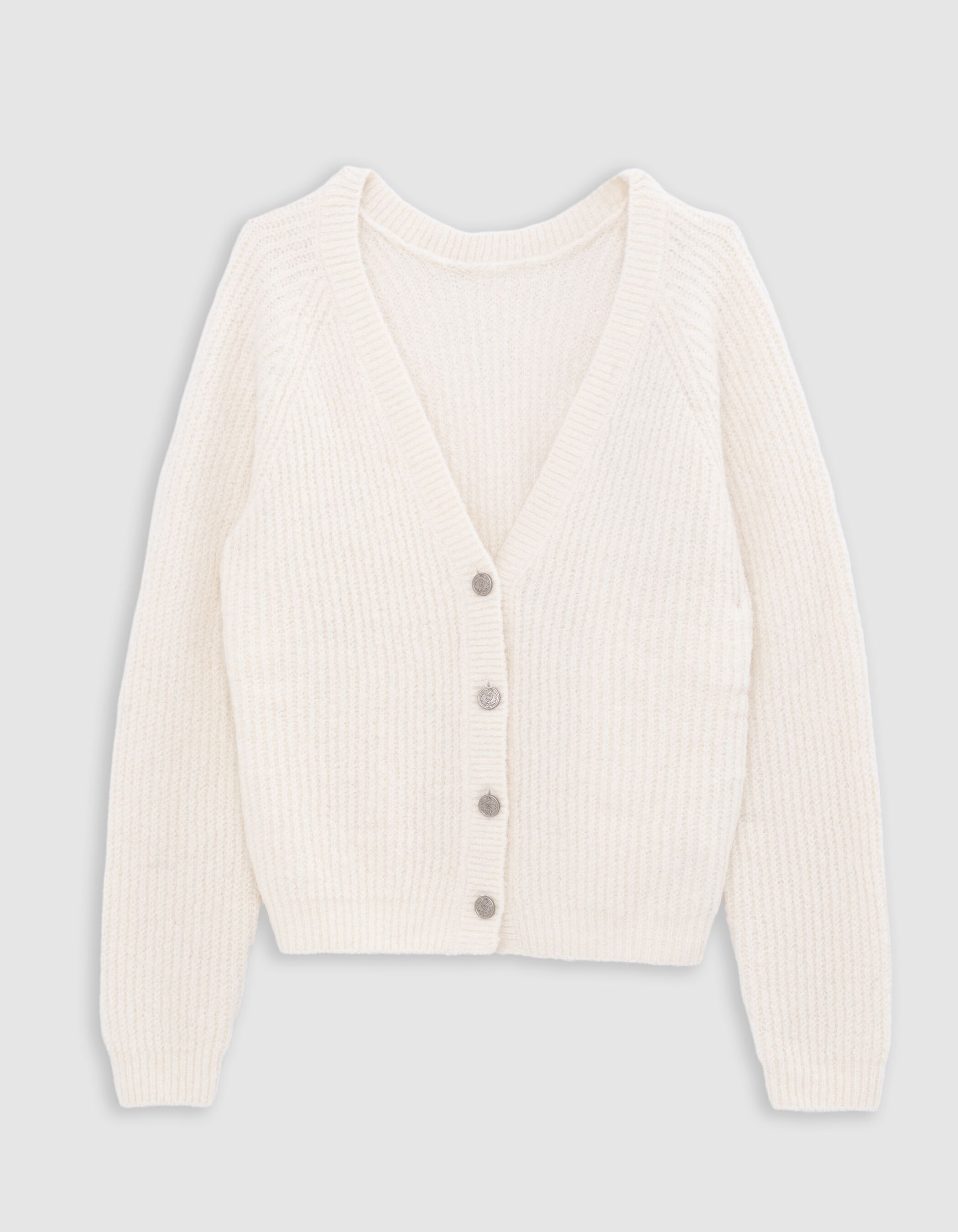 Women's off-white knitted cardigan