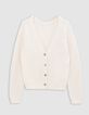 Cardigan blanc cass&eacute; tricot Femme-8