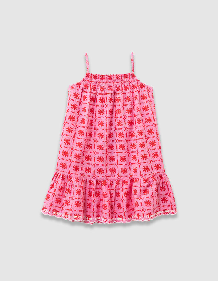 Girls’ pink graphic print dress-3 Girls’ pink graphic print dress-3