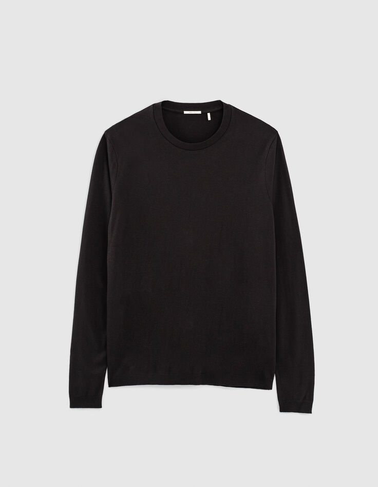 Camiseta negra de algodón modal Hombre-5