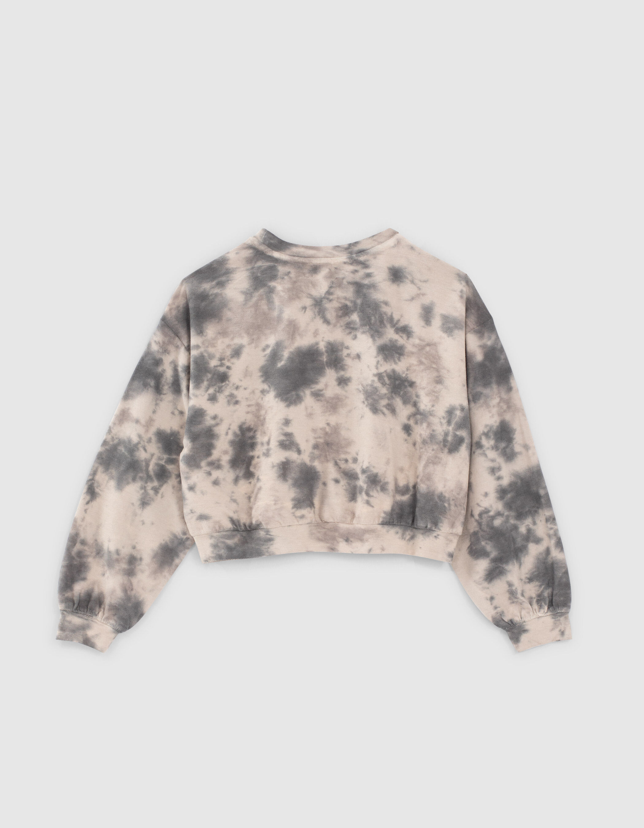 Girls black and white tie dye cropped sweatshirt
