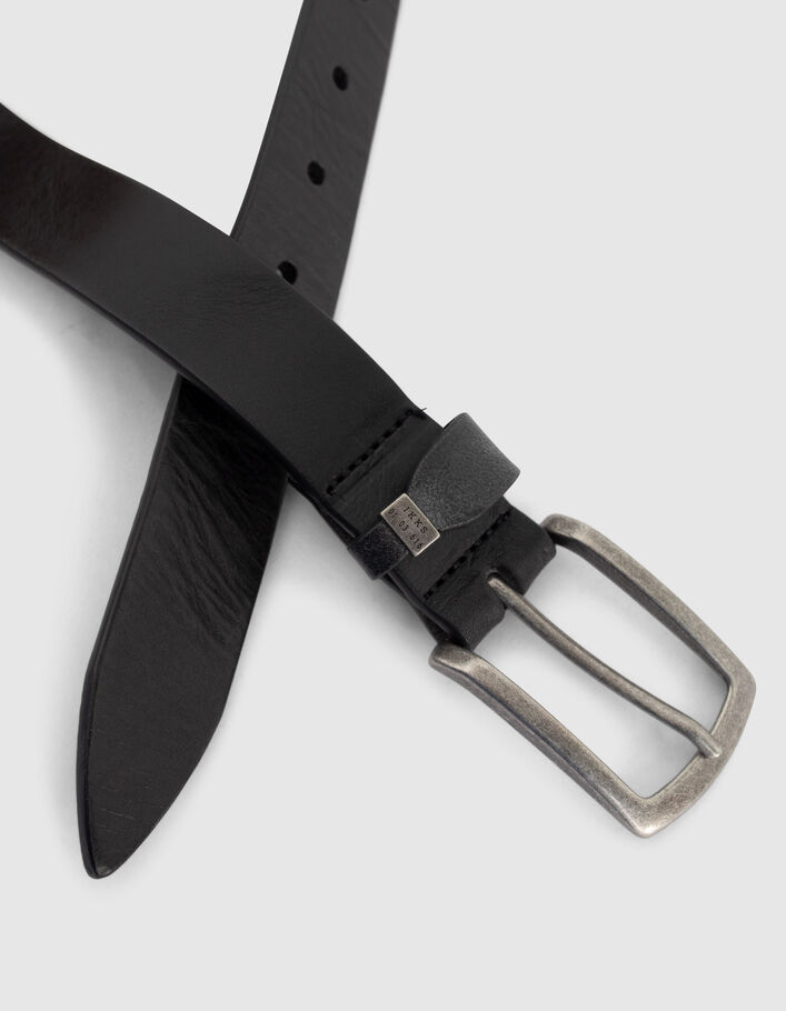 Men's black smooth leather belt - IKKS