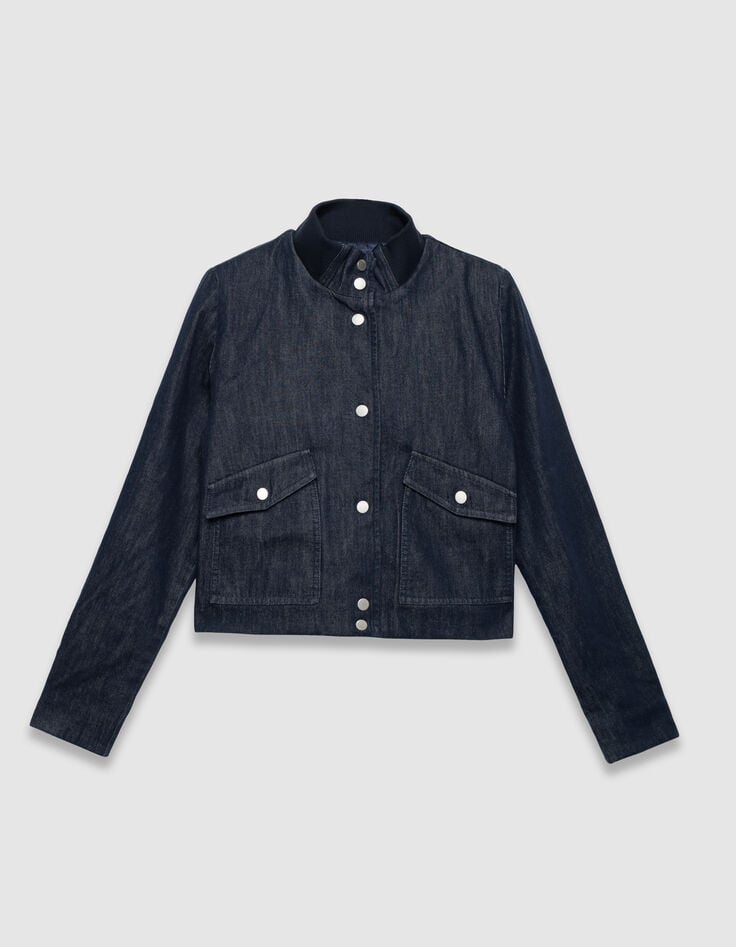 Kort jack raw denim drukknopen Dames-6 Kort jack raw denim drukknopen Dames-6