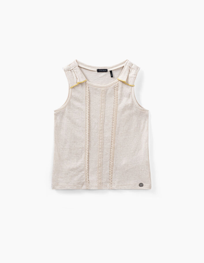 Girls’ light beige lace braided vest top - IKKS