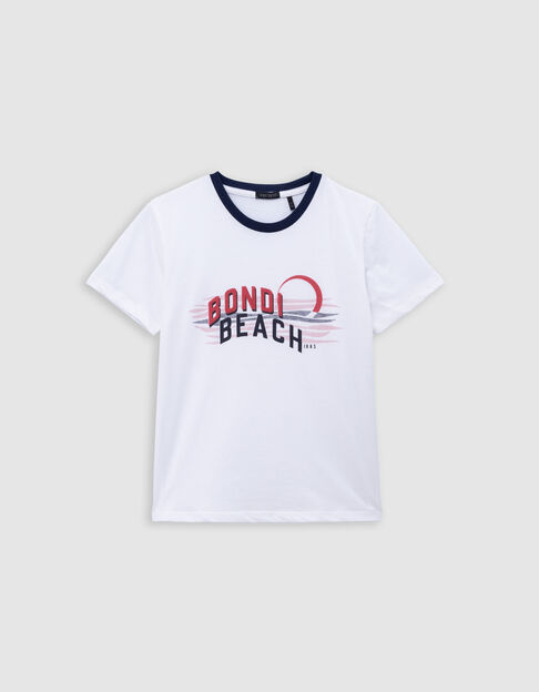 Wit T-shirt biokatoen strepen-vliegers jongens - IKKS