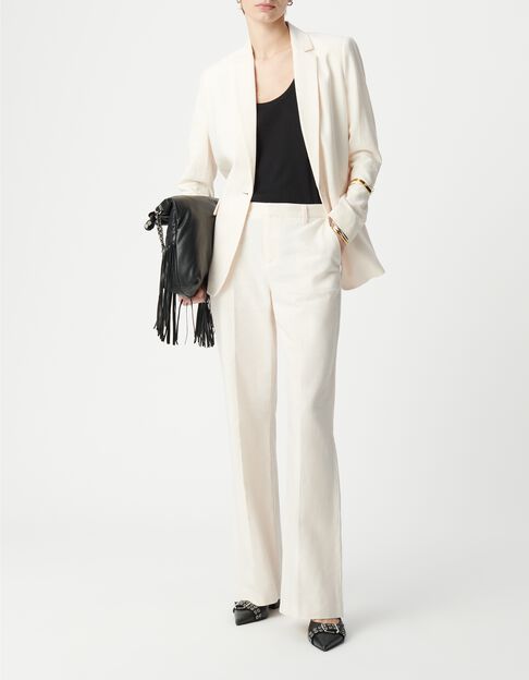 Anzughose aus Leinen und Baumwolle f&uuml;r Damen in Ecru - IKKS