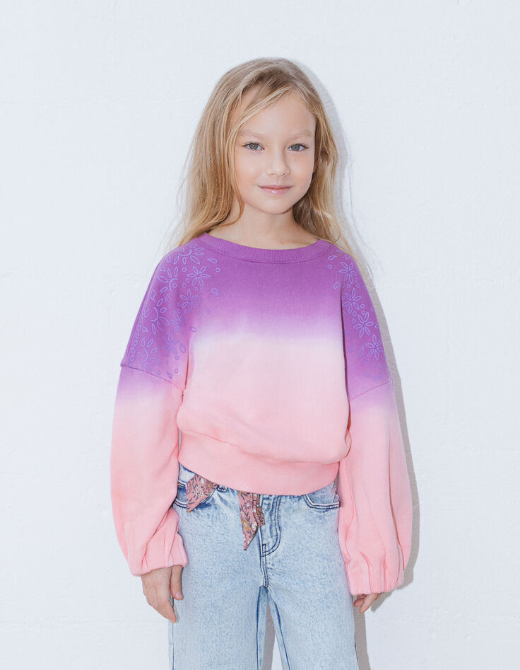 Sweat rose molleton effet deep dye fille-2 Sweat rose molleton effet deep dye fille-2