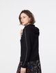 Cardigan zippé noir à capuche visuel Love femme-3