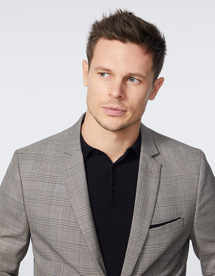 Men’s moka Prince of Wales check suit jacket-4