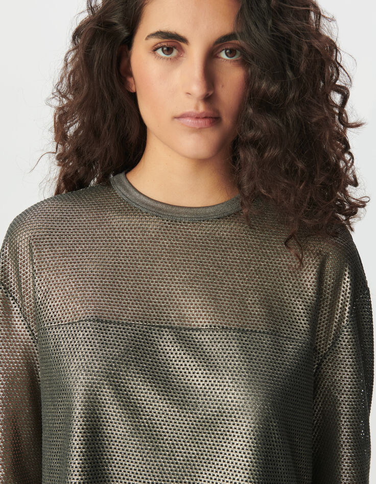 Sweat en résille anthracite Femme-5