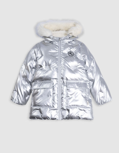 Zilver pufferjas gevoerd, stippen, geheatsealed nylon - IKKS