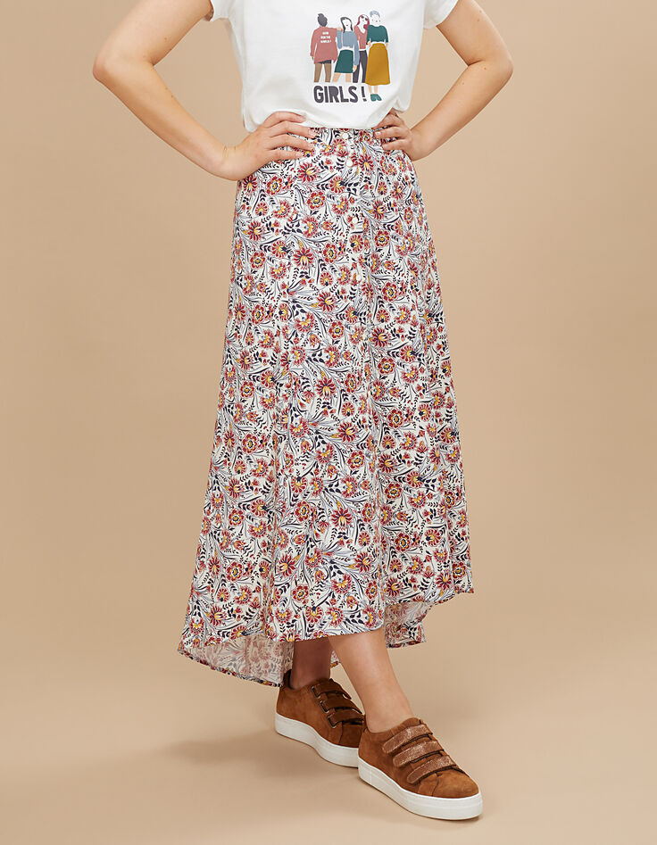 Lange gebroken witte rok bloemenprint I.Code-4