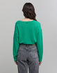 Jersey de punto verde 100% cachemira para mujer-3