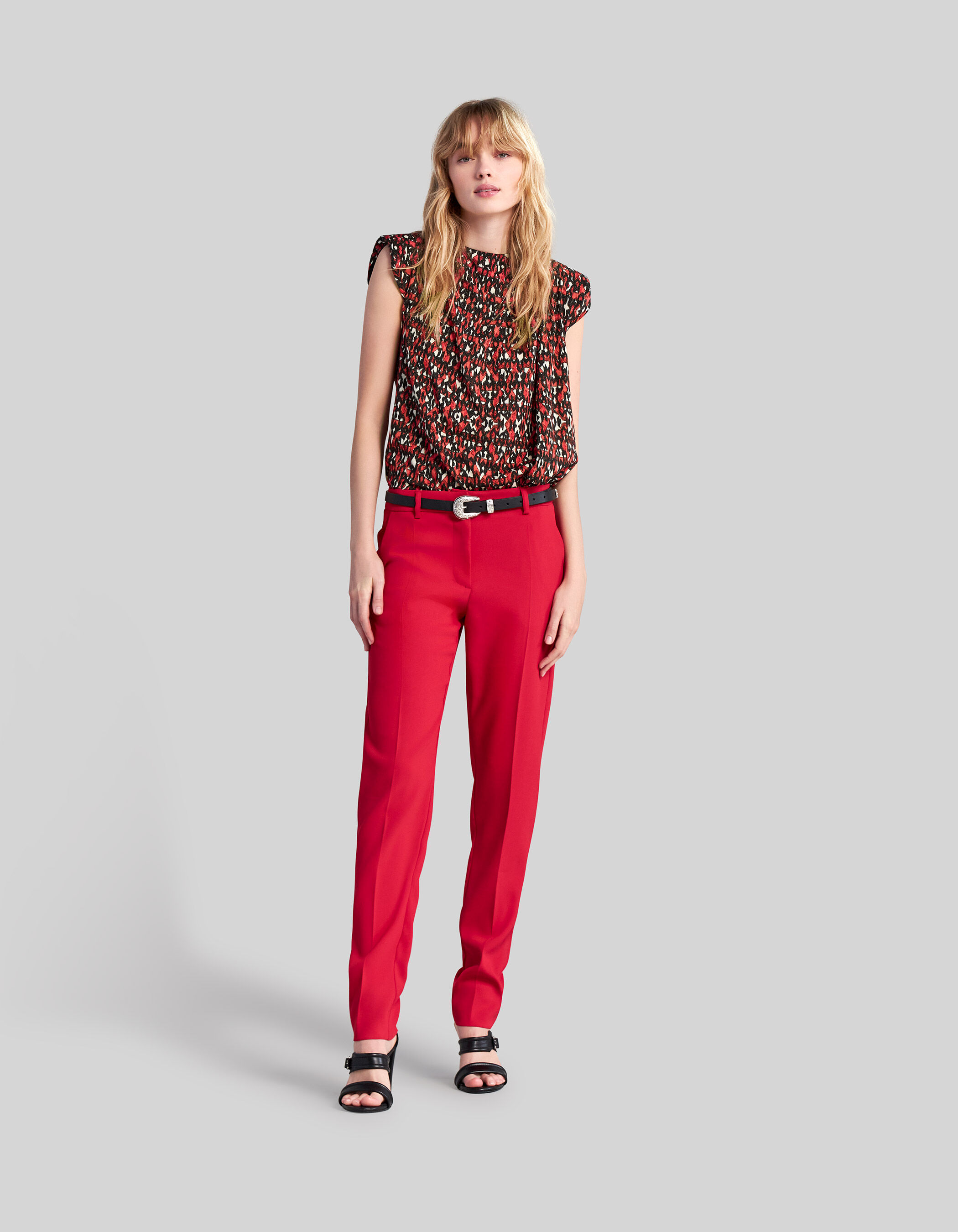 Top noir imprime ikat Femme IKKS