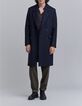 Men's long navy blue double-breasted coat-2