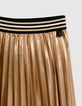 Girl's asymmetrical pleated gold midi skirt-5