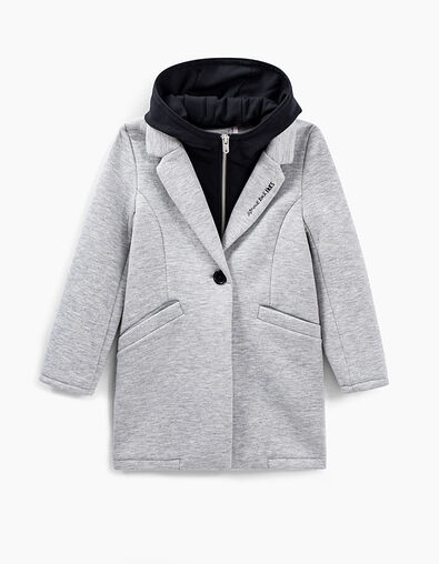 Girls’ grey coat with removable hood-facing - IKKS