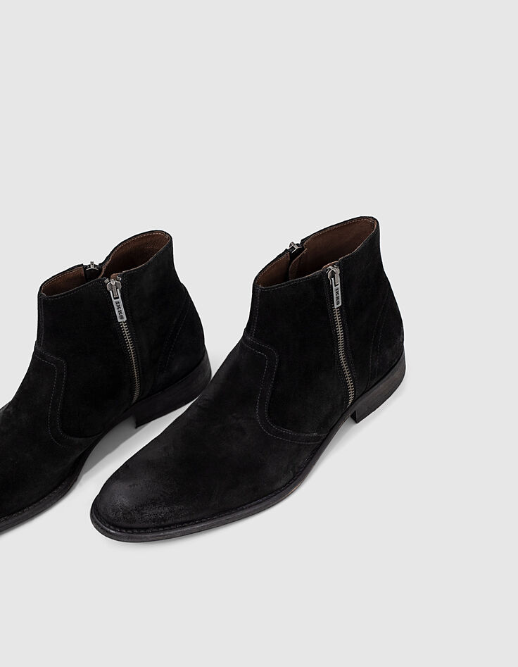 Men’s black zipped suede boots-5