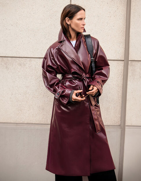 Bordeauxrode lange trenchcoat vinyllook Dames - IKKS