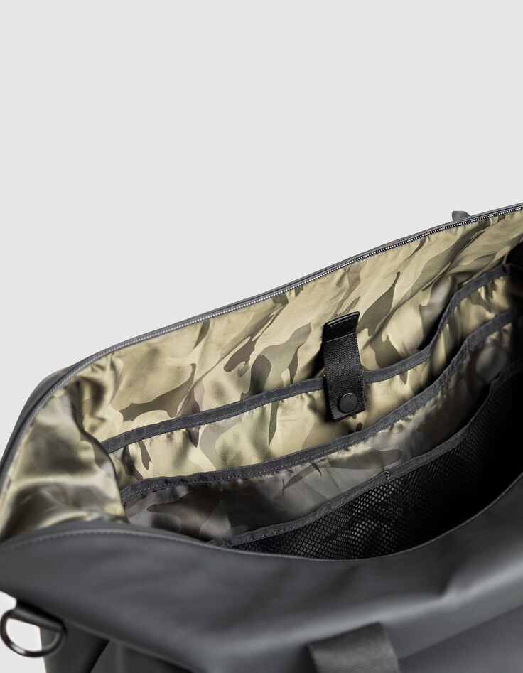 Men's weekend bag black nylon rubber effect-8