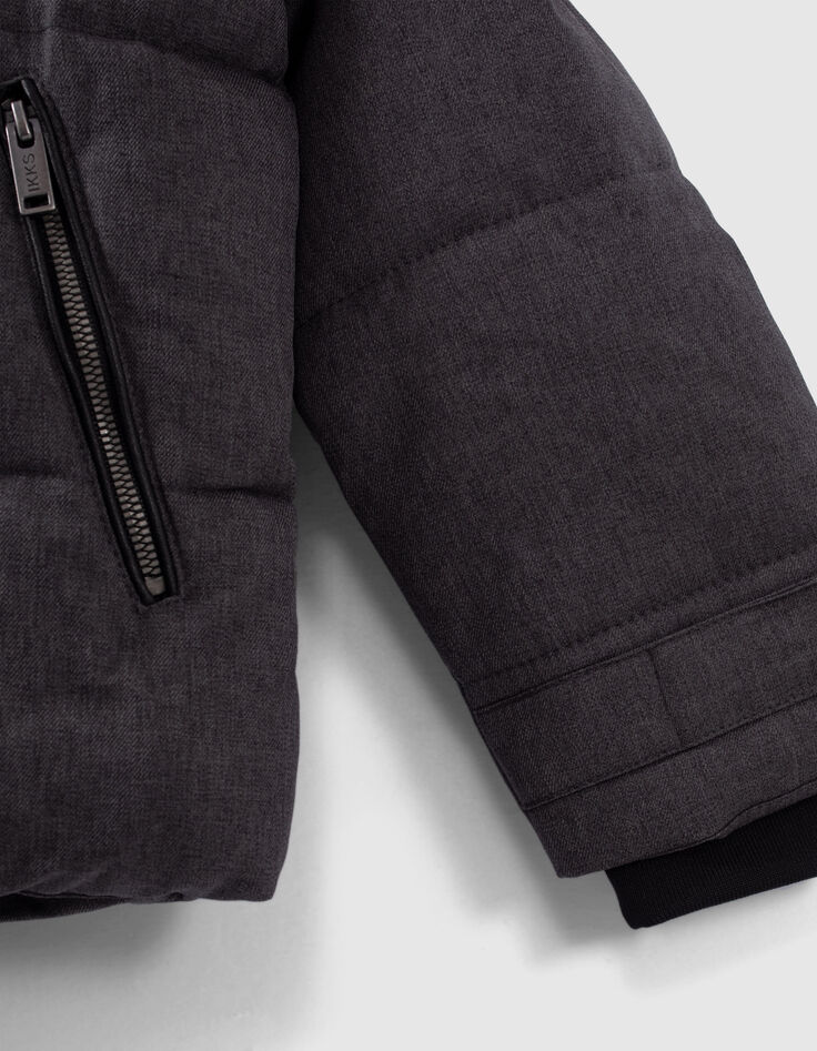 Grau melierte Jungenjacke mit Rei&szlig;verschlusstaschen-4