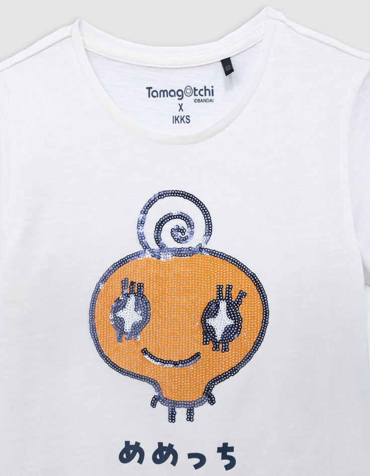 Weißes Mädchen-T-Shirt, Bio, Strass TAMAGOTCHI x IKKS-2