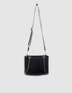 Damen 1440 Reporter schwarz Leder Clutch Tasche-2
