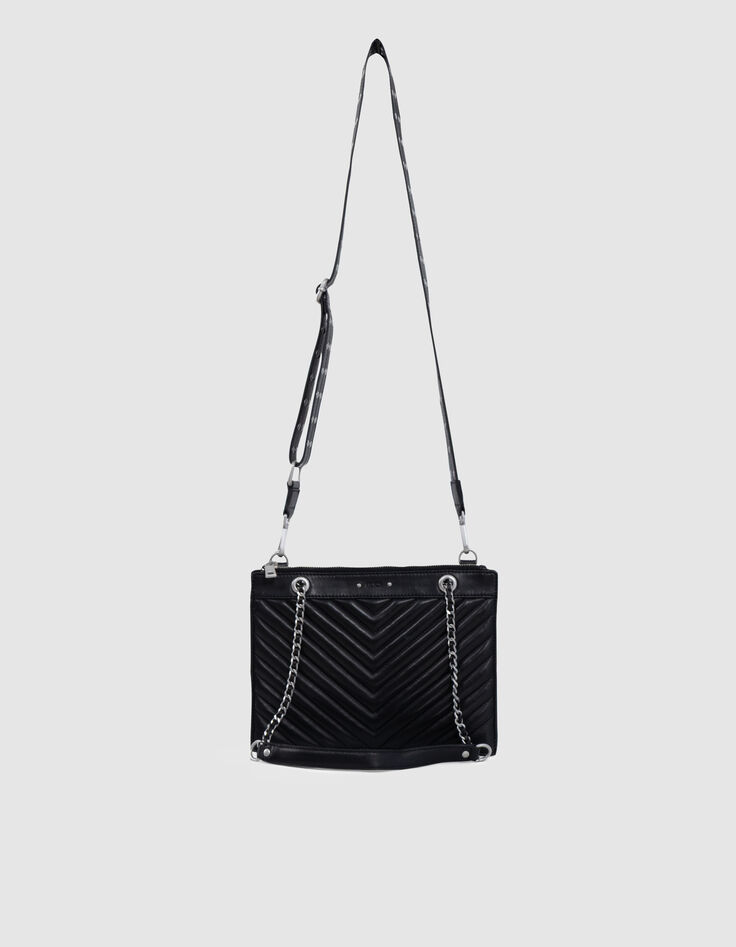 Damen 1440 Reporter schwarz Leder Clutch Tasche-2