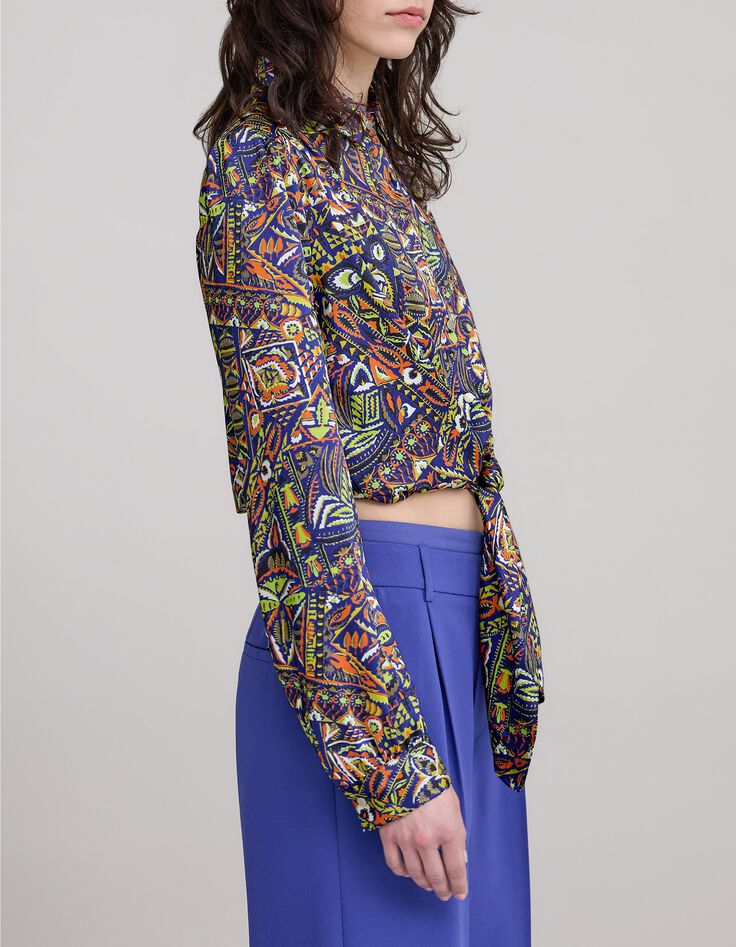 Camiseta azul de poliéster reciclado con gráfico étnico-7 Camiseta azul de poliéster reciclado con gráfico étnico-7