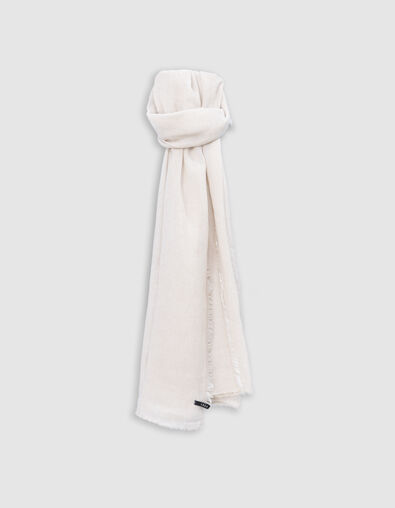 Men’s beige semi-plain scarf with fringed edges - IKKS