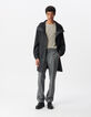 Parka negra nailon goma capucha hombre-1