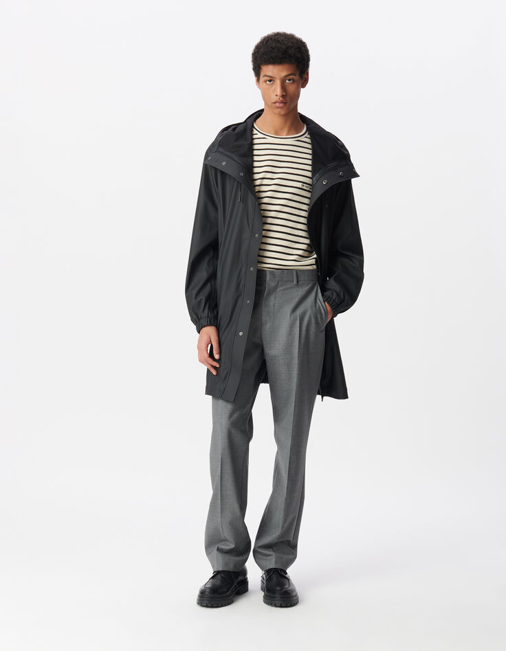 Parka negra nailon goma capucha hombre-1