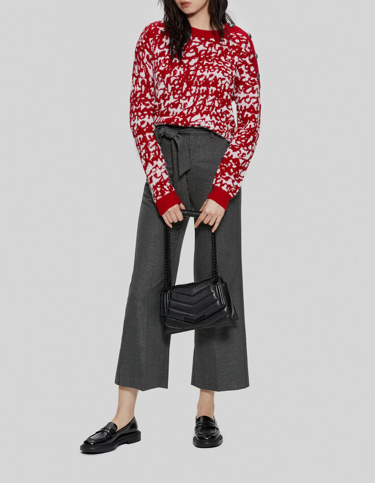 Rode gebreide trui jacquard tagmotief Dames-8