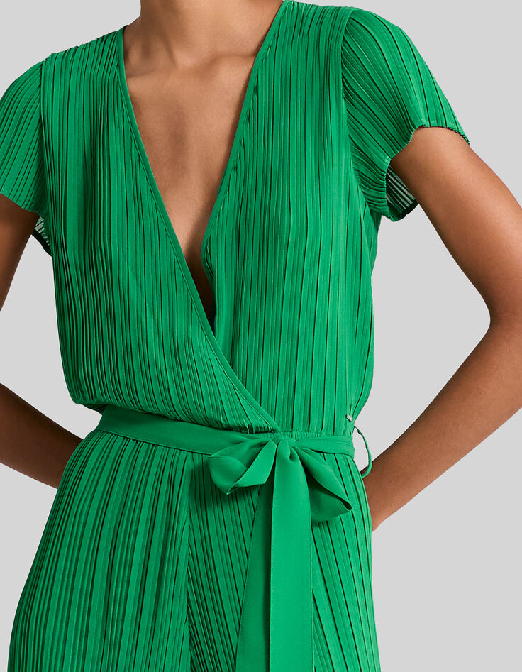 Muntgroene jumpsuit geplooid Dames-7