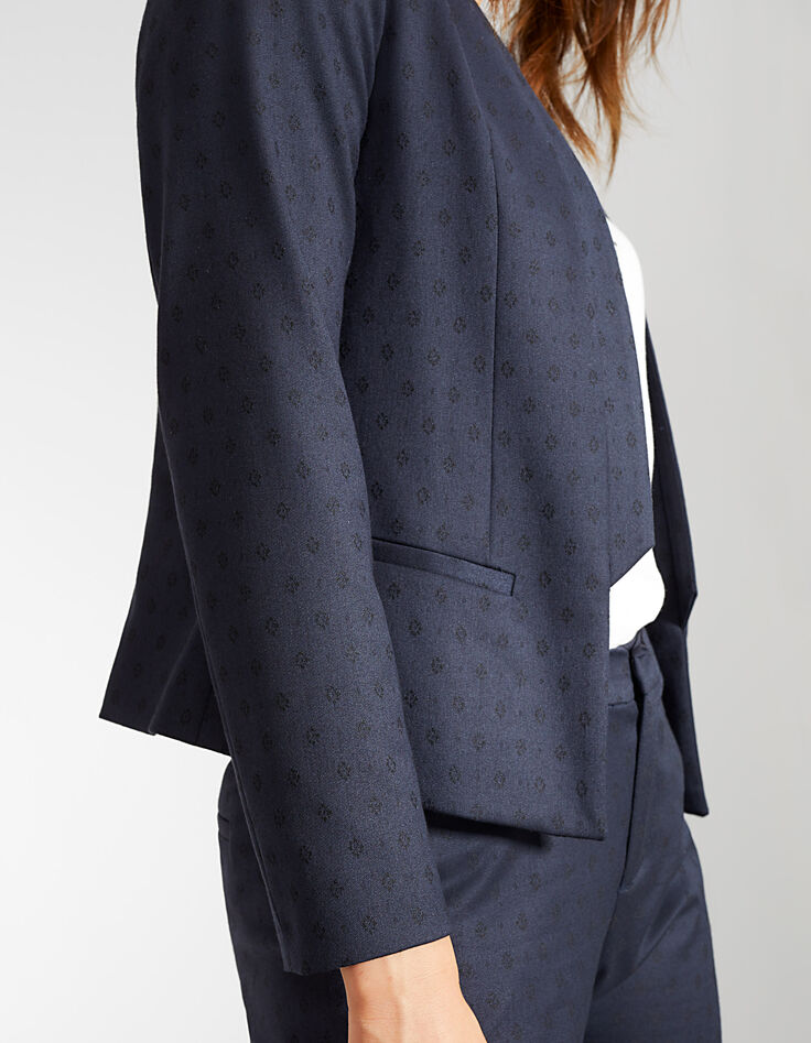 I.Code navy blue Jacquard suit jacket-5