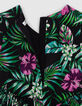 Girls’ black dress with tropical print-5