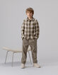 Khaki Loose-Jungenchinohose Rippstrick-3