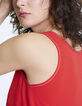 Top de crepé rojo pespunte joya cuello mujer-5